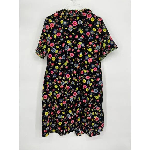 Vintage 60s 70s Lane Bryant Floral House Dress Ruffle No Sz Missing buttons - Picture 4 of 4